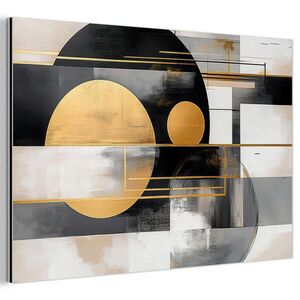 MuchoWow KOVOVÝ OBRAZ Abstraktní - Zlato - Stříbro - Tvary - Estetické - Moderní 90x60 cm obraz