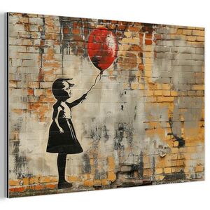 MuchoWow KOVOVÝ OBRAZ Graffiti - Banksy - Dívka - Street art 90x60 cm obraz