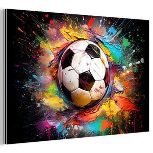 MuchoWow KOVOVÝ OBRAZ Fotbal - barva - barvy - černá - bílá 60x40 cm obraz