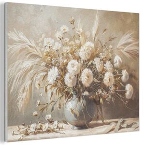 MuchoWow AKUSTICKÝ obraz Květiny - Váza - Zátiší - Béžová 80x60 cm obraz