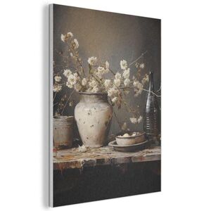 MuchoWow AKUSTICKÝ obraz Zátiší - Květiny - Kytice - Váza - Víno 60x80 cm obraz
