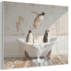 MuchoWow AKUSTICKÝ obraz Vintage - Tučňák - Vana - Pěna 80x60 cm obraz