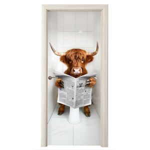 MuchoWow SAMOLEPKA NA DVEŘE Scottish Highlander - Noviny - WC - Zvíře 75x205 obraz