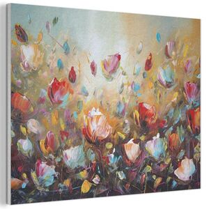 MuchoWow AKUSTICKÝ obraz Květiny - Umění - Příroda - Olejomalba 100x70 cm obraz