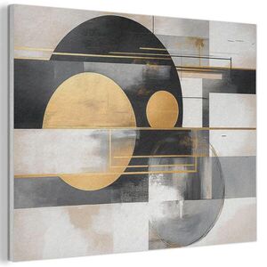 MuchoWow AKUSTICKÝ obraz Abstraktní - Zlato - Stříbro - Tvary - Estetické - Moderní 80x60 cm obraz