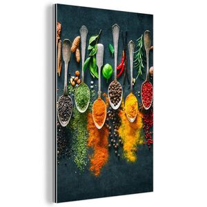 MuchoWow KOVOVÝ OBRAZ Bylinky - koření - lžíce 40x60 cm obraz