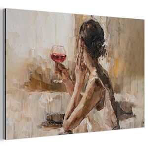 MuchoWow KOVOVÝ OBRAZ Olejomalba - Žena - Víno 90x60 cm obraz