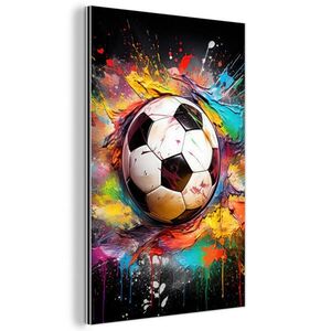 MuchoWow KOVOVÝ OBRAZ Fotbal - barva - barvy - černá - bílá 60x90 cm obraz