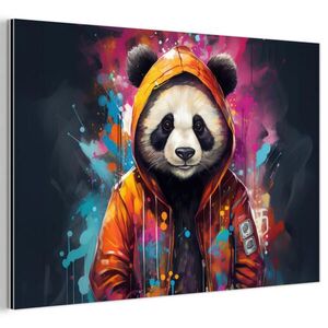 MuchoWow KOVOVÝ OBRAZ Panda - Bunda - Graffiti - Oranžová 60x40 cm obraz