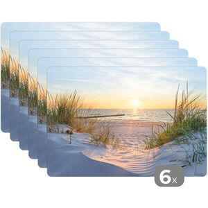 MuchoWow SADA 6 KS PROSTÍRÁNÍ Pláž - Slunce - Duna - Tráva - Písek - Horizont 45x30 cm obraz