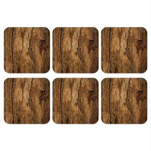 MuchoWow SADA 6 PODTÁCKŮ POD SKLENIČKY Kmen stromu - Dřevo - Textura 10x10 cm obraz