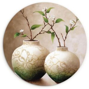 MuchoWow NÁSTĚNNÝ OBRAZ Květiny - Váza - Bílá - Botanická - Béžová 60x60 cm obraz
