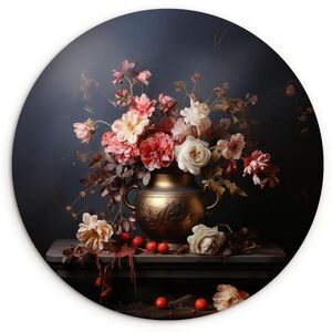 MuchoWow NÁSTĚNNÝ OBRAZ Zátiší - Květiny - Růže - Kytice - Váza 60x60 cm obraz