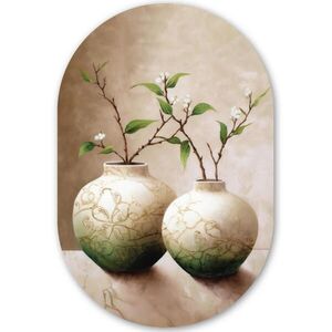 MuchoWow NÁSTĚNNÝ OBRAZ Květiny - Váza - Bílá - Botanická - Béžová 40x60 cm obraz
