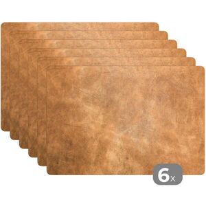 MuchoWow SADA 6 KS PROSTÍRÁNÍ Kůže - texturovaná - kožený vzhled - hnědá 45x30 cm obraz