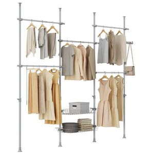 SoBuy STOJACÍ VĚŠÁK se 2 policemi Šedá 209x62x200cm Minimalistický obraz
