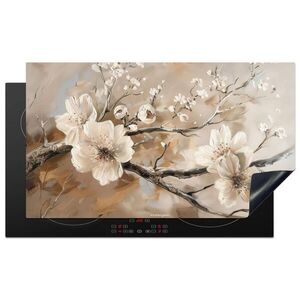 MuchoWow KRYT NA INDUKČNÍ DESKU Květiny - abstraktní - malované - béžové 91.6x52.7 cm obraz