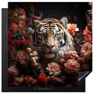 MuchoWow KRYT NA INDUKČNÍ DESKU Tygr - Zvíře - Příroda - Květiny - Botanické motivy 78x78 cm obraz