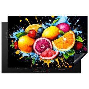 MuchoWow KRYT NA INDUKČNÍ DESKU Ovoce - graffiti - barevné - pomeranč - jahoda - abstraktní 80x52.2 cm obraz