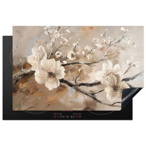 MuchoWow KRYT NA INDUKČNÍ DESKU Květiny - abstraktní - malované - béžové 80x52.2 cm obraz