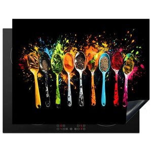 MuchoWow KRYT NA INDUKČNÍ DESKU Lžičky - koření - moderní - graffiti - barva - barevné 77x59 cm obraz