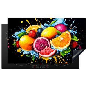 MuchoWow KRYT NA INDUKČNÍ DESKU Ovoce - graffiti - barevné - pomeranč - jahoda - abstraktní 89.6x51.6 cm obraz