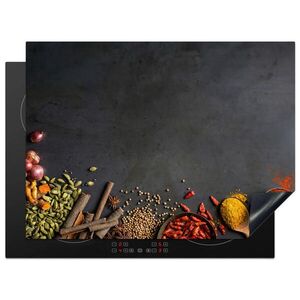 MuchoWow KRYT NA INDUKČNÍ DESKU Bylinky - Potraviny - Koření - Černá - Paprika - Skořice 71x52 cm obraz