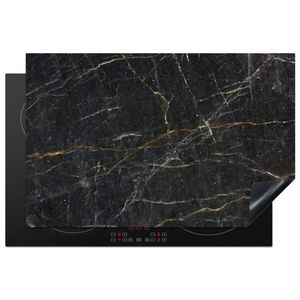 MuchoWow KRYT NA INDUKČNÍ DESKU Mramor - Černá - Zlatá - Šedá - Mramorová struktura 81x52 cm obraz
