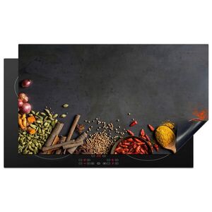 MuchoWow KRYT NA INDUKČNÍ DESKU Bylinky - Potraviny - Koření - Černá - Paprika - Skořice 89.6x51.6 cm obraz