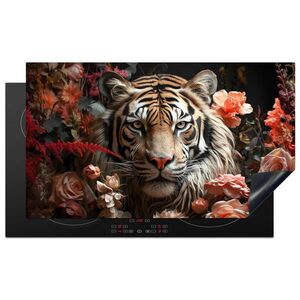 MuchoWow KRYT NA INDUKČNÍ DESKU Tygr - Zvíře - Příroda - Květiny - Botanické motivy 89.6x51.6 cm obraz