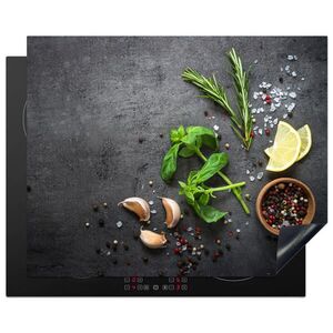 MuchoWow KRYT NA INDUKČNÍ DESKU Limetka - Bylinky - Koření - Zelená - Šedá - Beton 65x52 cm obraz