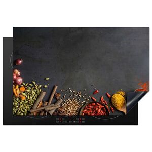 MuchoWow KRYT NA INDUKČNÍ DESKU Bylinky - Potraviny - Koření - Černá - Paprika - Skořice 80x52.2 cm obraz