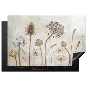 MuchoWow KRYT NA INDUKČNÍ DESKU Květiny - Akvarel - Zátiší - Hnědá - Vintage 81x52 cm obraz