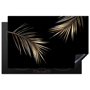 MuchoWow KRYT NA INDUKČNÍ DESKU Listy - Rostliny - Zlato - Černá - Luxusní 80x52 cm obraz