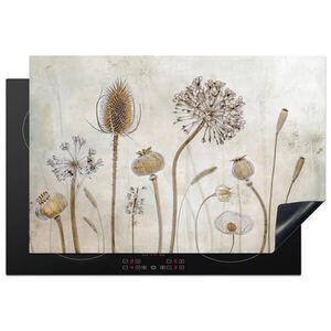 MuchoWow KRYT NA INDUKČNÍ DESKU Květiny - Akvarel - Zátiší - Hnědá - Vintage 78x52 cm obraz