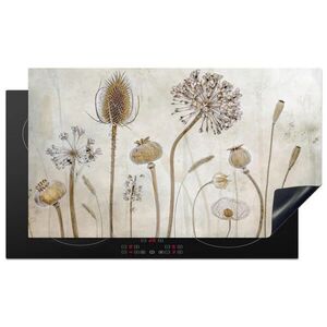 MuchoWow KRYT NA INDUKČNÍ DESKU Květiny - Akvarel - Zátiší - Hnědá - Vintage 91.2x52 cm obraz