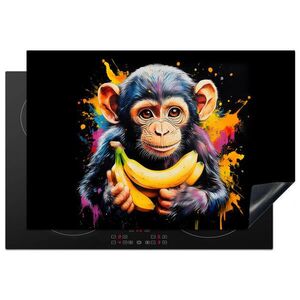 MuchoWow KRYT NA INDUKČNÍ DESKU Opice - Graffiti - Barevné - Banány - Moderní 77x51 cm obraz