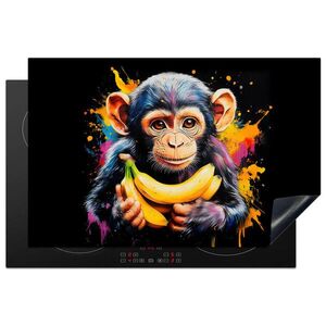 MuchoWow KRYT NA INDUKČNÍ DESKU Opice - Graffiti - Barevné - Banány - Moderní 80x52.2 cm obraz