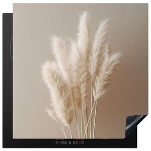 MuchoWow KRYT NA INDUKČNÍ DESKU Pampová tráva - Plumes - Pastelová - Bílá 78x78 cm obraz