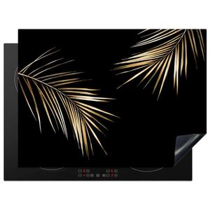 MuchoWow KRYT NA INDUKČNÍ DESKU Listy - Rostliny - Zlato - Černá - Luxusní 71x52 cm obraz