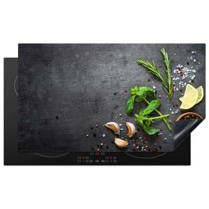 MuchoWow KRYT NA INDUKČNÍ DESKU Limetka - Bylinky - Koření - Zelená - Šedá - Beton 89.6x51.6 cm obraz
