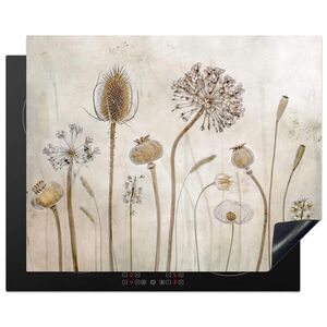 MuchoWow KRYT NA INDUKČNÍ DESKU Květiny - Akvarel - Zátiší - Hnědá - Vintage 65x52 cm obraz