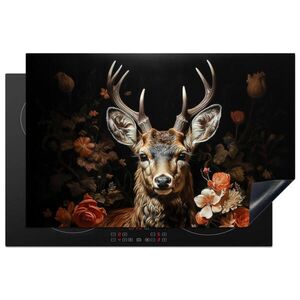 MuchoWow KRYT NA INDUKČNÍ DESKU Jelen - Zvíře - Květiny - Příroda - Botanický 80x52.2 cm obraz