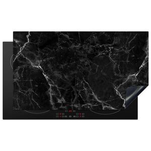 MuchoWow KRYT NA INDUKČNÍ DESKU Mramor - Černá - Bílá - Textura - Mramorový vzhled 90x52 cm obraz