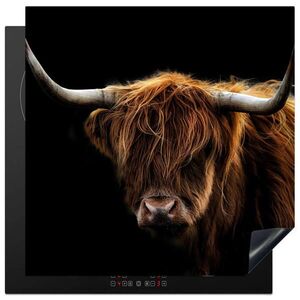 MuchoWow KRYT NA INDUKČNÍ DESKU Skotský horal - Rohy - Černá - Zvířata - Příroda - Divoká - Kráva 78x78 cm obraz