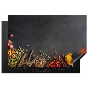 MuchoWow KRYT NA INDUKČNÍ DESKU Bylinky - Potraviny - Koření - Černá - Paprika - Skořice 77x51 cm obraz