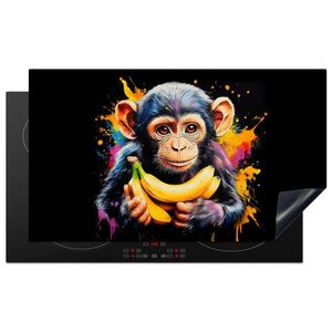 MuchoWow KRYT NA INDUKČNÍ DESKU Opice - Graffiti - Barevné - Banány - Moderní 91.6x52.7 cm obraz