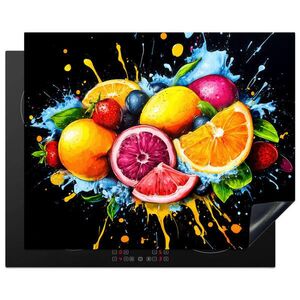 MuchoWow KRYT NA INDUKČNÍ DESKU Ovoce - graffiti - barevné - pomeranč - jahoda - abstraktní 65x52 cm obraz