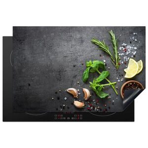 MuchoWow KRYT NA INDUKČNÍ DESKU Limetka - Bylinky - Koření - Zelená - Šedá - Beton 80x52.2 cm obraz