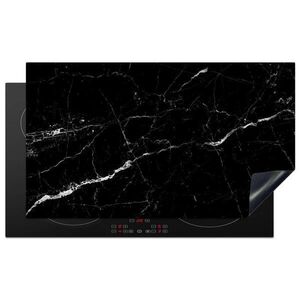 MuchoWow KRYT NA INDUKČNÍ DESKU Mramorový vzhled - Černá - Luxusní 89.6x51.6 cm obraz